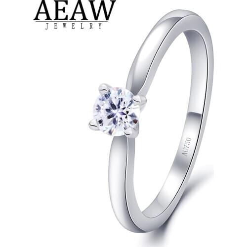 0.3carat 4.0mm Excellent Round Cut DF Color VVS1 Moissanite Engagement Ring Solid 18k White Gold Gift for Lady Fine Jewelry