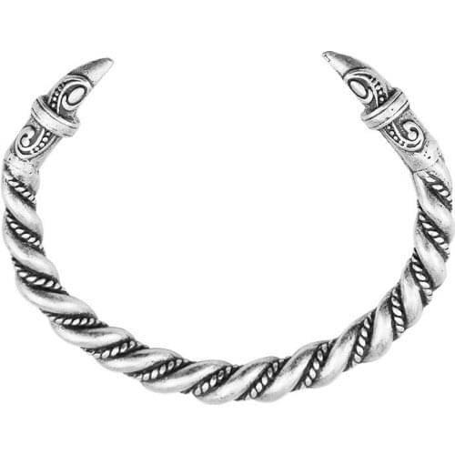 Handmade Customize Antique Silver Color Norse Viking Raven Opening Bangles Crow Head Bracelet & Bangle Vikings Jewelry Drop Ship