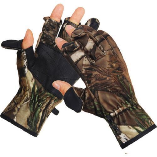 Hunting gloves Fishing Camo Gel Glove Camouflage Comfortable Anti Slip Elastic Fishing Gloves Skidproof Nonslip Mittens