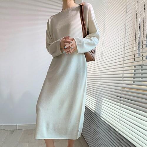 Autumn Winter Loose Women Sweater Dress 2020 Casual Warm Straight Knitted Dress Femme