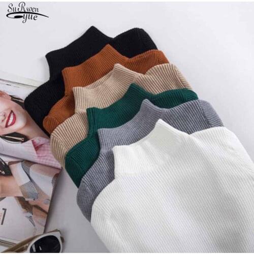 Autumn Winter Turtleneck Long Sleeve Sweater Knitted Slim Sweaters Women Casual Pullovers Womens Sweaters Pull Femme 10643