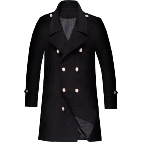 New Korean Version Autumn And Winter Male Lapel Double Row Button Warm Super Large Casual Woolen Cloth Coat Size S-3XL 4XL 5XL