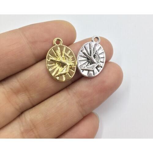 Eruifa 20pcs 12*14mm Swallow print gold/Silver plated Zinc alloy Charms Pendant Jewelry DIY Necklace 2 colors