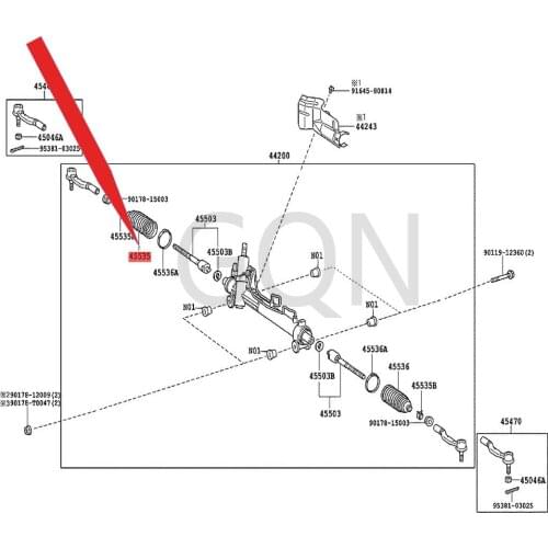 Steering rack dust cover 2006-Toy ota CAM RYL steering gear dust cover L/R steering gear dust cover L/R general half cover