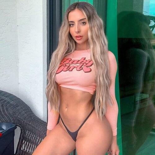 QICIUS Pink Long Sleeve Sexy y2k Crop Top Women Baby Girl Letter Print T Shirt Femme Elegant Party Tops Camisetas De Mujer