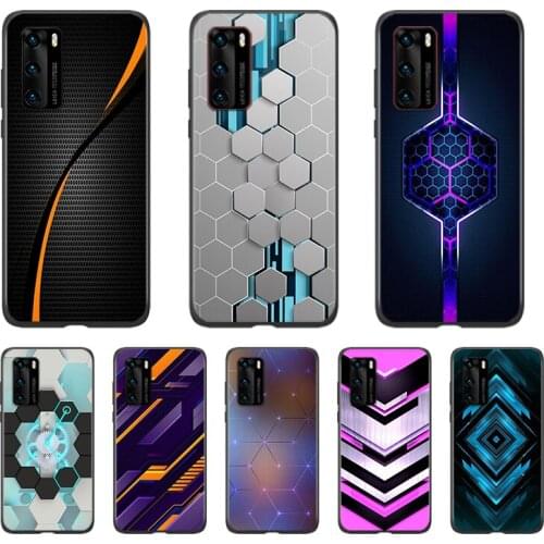Silicone Cover Car Carbon Fibre line For Huawei P40 P30 P20 P10 P9 P8 Lite E Pro Plus mini 2019 Black Soft Phone Case