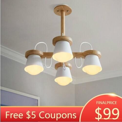 Nordic creative hanging Ceiling lamp Japanese simple living room dining room log study Ceiling lamp