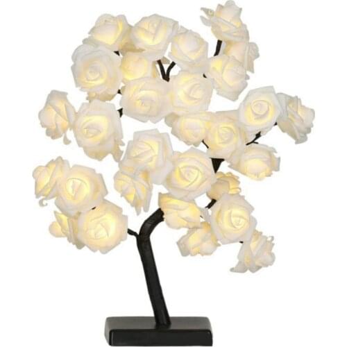 LED Rose Flower Tree Lamp 32 LED Artificial Bonsai Tree Night Light Great Decoration for Home Valentines Day Warm White