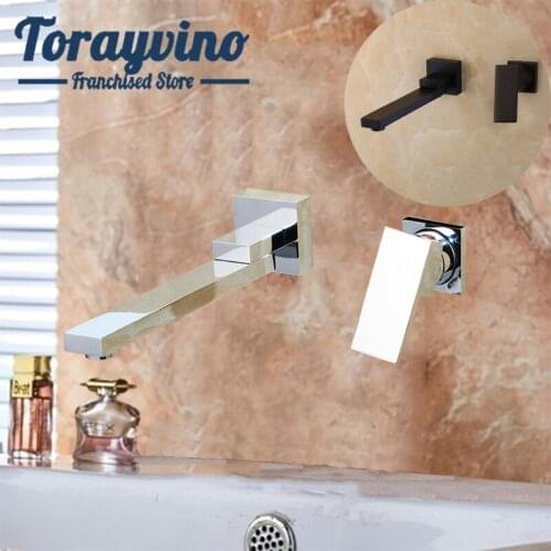 Torayvino bathroom sink basin faucet rotate 180 wall mounted taps bathroom brass chrome faucets hot & cold mixer faucets