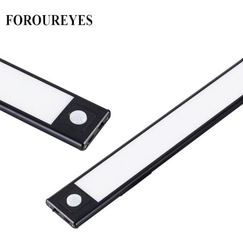 Ultra-thin USB LED Cabinet Lighting 3 Modes PIR Motion Sensor Rechargeable Black Aluminum kitchen cabinets lights lighting