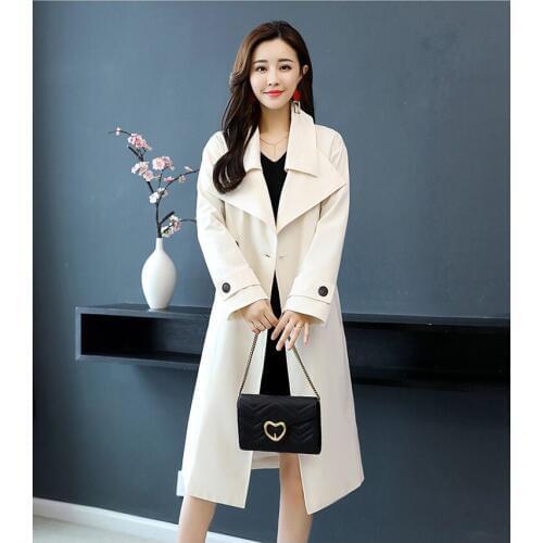 Windbreaker 2019 autumn winter in the long section of the slim trend simple personality long-sleeved slim wild women windbreaker