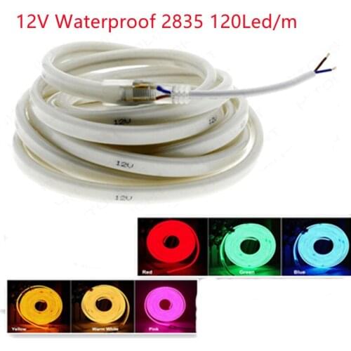 Led Strip 12V Waterproof 2835 120Led/m Ribbon Led Neon Light Strip 12V IP67 White/Warm White Red Green Blue Pink Yellow Led Tape