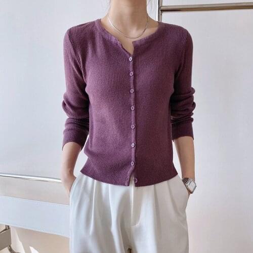 Knit sweater spring autumn womens new two-wear all-match solid color V-neck thin sweater cardigan womens jacket spring jacket