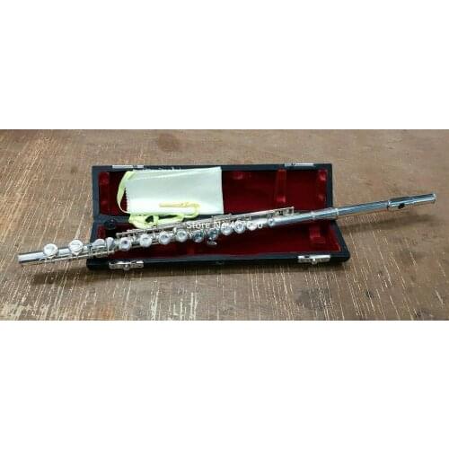High Quality Pearl Flute PF-501 in C with E Arm 16 keys Closed Hole Silver Plated Musical instrument with Case Free Shipping