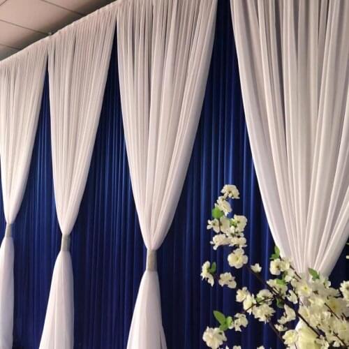 Customized 3mx6m New Arriaval Royal Blue Curtain White Nomantic Swag Drapes For Backdrop Wedding Party Decoration