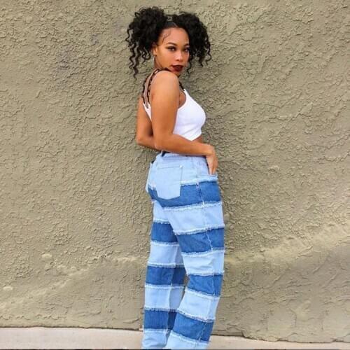 E-girl Patching Sew Stitch Jeans for Women Hight Waist Denim Loose Long Pants Y2K Fashion Chic Outfit Hip Hop Streetwear