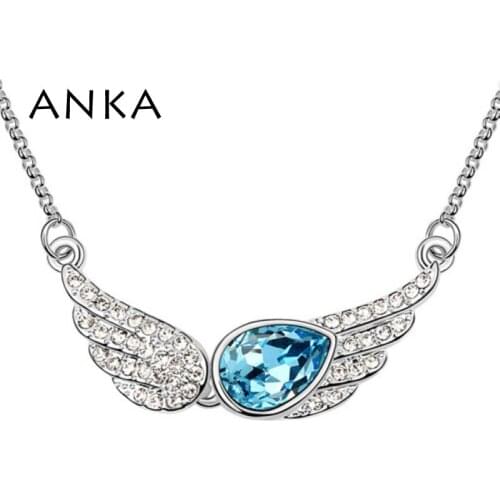 ANKA Angel wing with water drop crystal chokers necklace For women jewelry Crystal From Austria Rhodium plated #92126