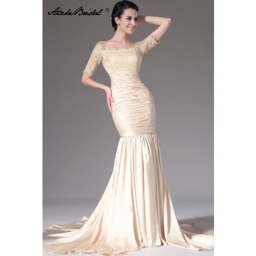Womens Formal Dress Elegant Short Sleeve Mermaid Mother of the Bride Dresses vestidos de fiesta largos elegantes de gala