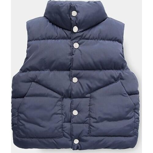 ZWF533 Winter Vests Children Warm Jacket Outerwear solid color Kids Vest Sleeveless Down Vests Jacket Autumn Thicken Boy Vest