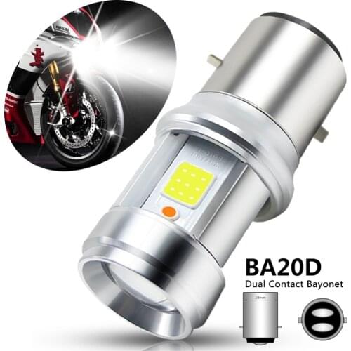 1pc BA20D LED Motorcycle Light COB Glass Lens LED Motorcycle Headlight Bulbs 3000LM High/Low Beam Fog Lamp White + Blue Light