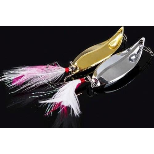 2Pcs Metal Spoon Bait 15g 5cm Spinner Feather Reflective Treble Hook Lure Swimbait With pin