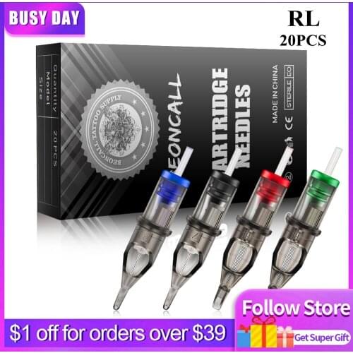 Cartridge Tattoo Needles 20PCS RL Disposable Sterilized Tattoo Needle for Tattoo Cartridge Machines Grips Tattoo Supplies