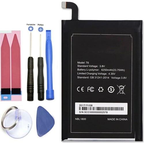 ISUNOO Phone Battery For DOOGEE T6 PRO / Homtom HT6 6250mAh With Tools