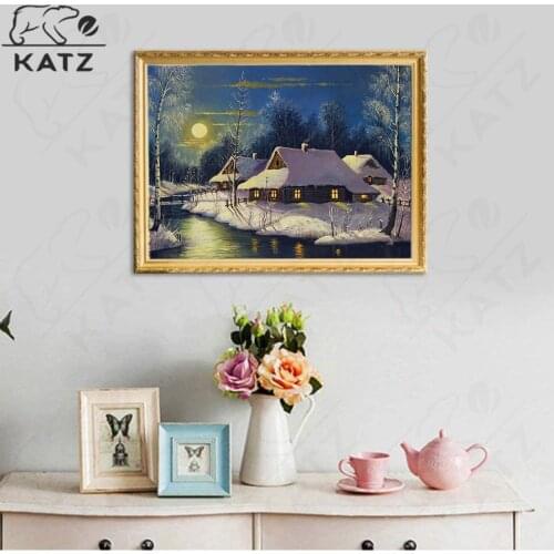 Village House Snow Scene Diamond Mosaic Art Gift Diy Landscape Diamond Painting Embroidery Crossing Cross Stitch Home Decoration