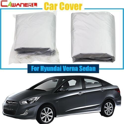 Cawanerl Gray Car Cover Sun Snow Rain Resistant Protector Anti UV Cover Dustproof For Hyundai Verna Sedan