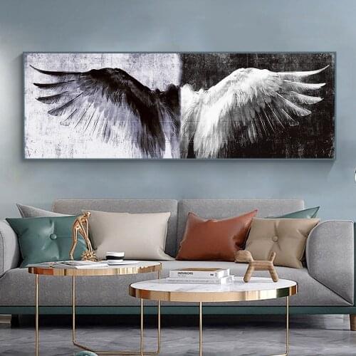 White And Black Retro Wings Home Decor Canvas Painting Posters And Prints Vintage Angel Wings Picture For Living Room Decoration