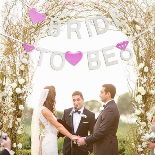 Glitter Bride To Be Bride Bridesmaid Decoration Hanging Flag Wedding Letter Pulling Flag Wedding Decoration nn31