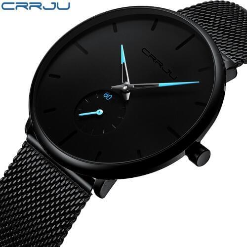 Crrju Top Brand Luxury Watches Men Stainless Steel Ultra Thin Watches Men Classic Quartz Mens Wrist Watch Relogio Masculino