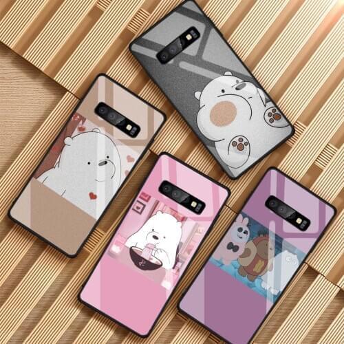 Panda cute cartoon bear Tempered Glass Case For Samsung S7 S8 S9 S10 S20 J6 Plus S10LITE Note 8 9 10 J4 J6 J8 2018