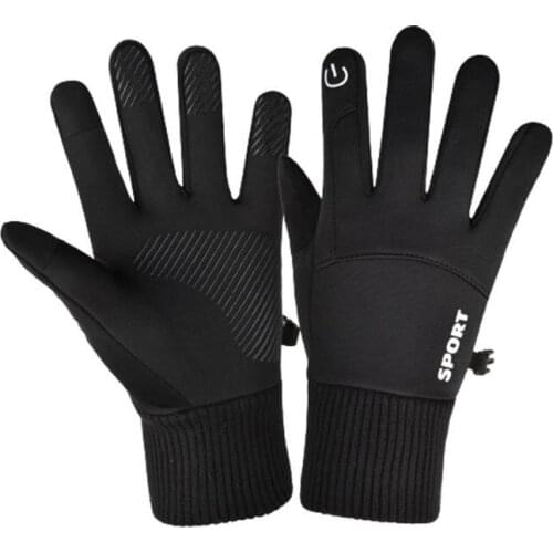 Black Threaded Multifunctional Screen Gloves Are Windproof and Warm Waterproof and Velvet Sports Gloves