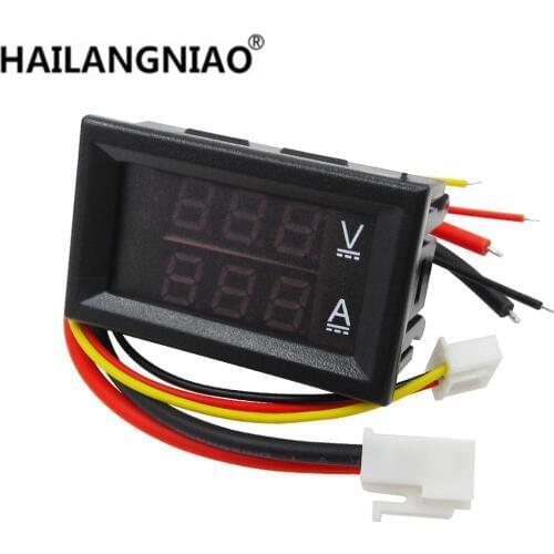 DC 0-100V 10A Digital Voltmeter Ammeter Dual Display Voltage Detector Current Meter Panel Amp Volt Gauge 0.28" Red Blue LED