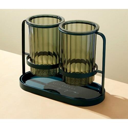 Chopsticks Holder Bucket Home Kitchen Desktop Chopstick Tube Rack Storage Box Drain Plastic Gold Green Kitchen Accessories