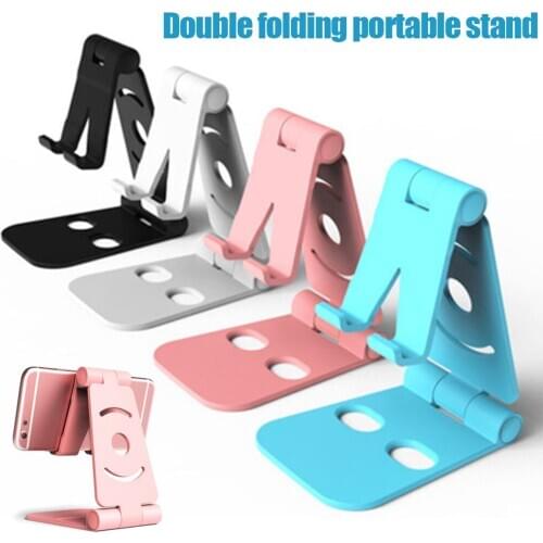 Double Foldable Swivel Phone Stand Holder Cradle Cell Phone Bracket Mount Universal B88
