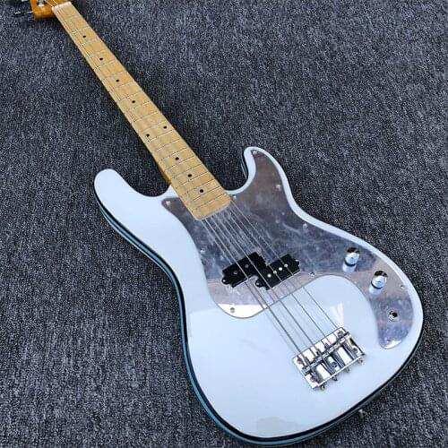 2020 new 4-string electric guitar, white paint, printed lines around the piano, retro neck, mirror panel, postage