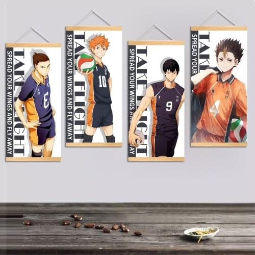 Hot Japan Anime Haikyuu!! Volleyball Boy Cartoon canvas Scroll painting Modular picture Anime Posters Wall art Decoration