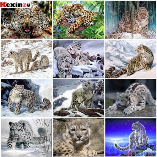 KEXINZU DIY Diamond Painting Cross Stitch Kit 3D Sets For Embroidery Diamond Embroidery Cross-Stitch Needlework Leopard Y04610