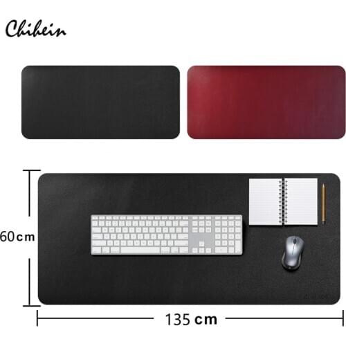 Large Art Double Side Mouse Pad 3XL PU Leather Computer Gamer Gaming MousePad Black Red Keyboard pad Laptop Desk Mat 135x60CM