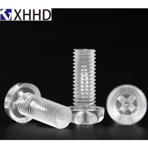 Phillips Cross Recessed Pan Head Plastic PC Transparent Screws Metric Thread Round Head Acrylic Screw Bolt M3