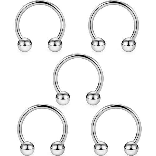 16G Horseshoe Circular Barbell Titanium Nose Septum Hoop Lip Helix Cartilage Tragus Earring Ring Piercing Body Jewelry