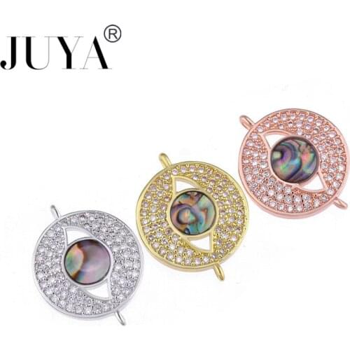 Round Zircon Rhinestone Evil Eye jewelry findings 2018 new Connectors Charm For Making Jewelry Handmade Accessories