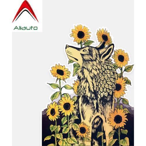 Aliauto Lovely Car Stickers Dog & Sunflower Accessories Decor Vinyl Decal for Audi A4 B6 Ford Focus 2 Passat Opel ,12cm*15cm