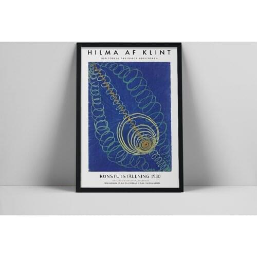 Hilma Af Klint Posters Blue Abstract Spiral Wall Hanging Art Exhibition Prints Painting Wall Decor for Home Decor Living Room