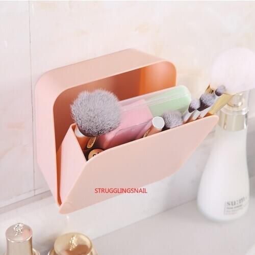 Wall Paste Sealed Square Storage Box Removable Kitchen Tableware Storage Shelf Toothbrush Holder Cosmetic Bathroom Organizers