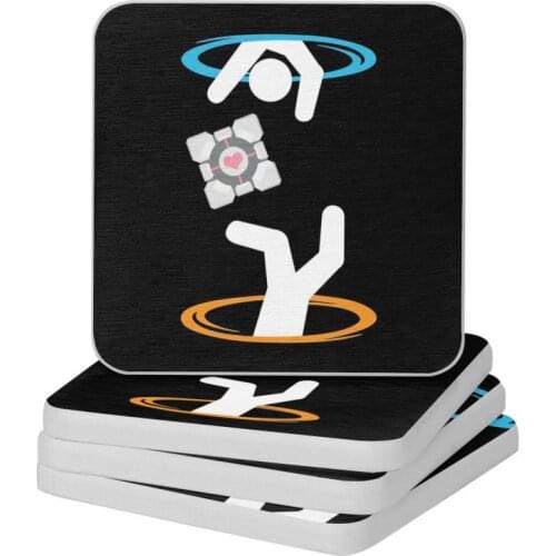 Don't Lose The Companion Cube Transparent Portal Diatom Square Round Coaster Eco-friendly Cup Bonsai Mat Soap Pad 10x10cm