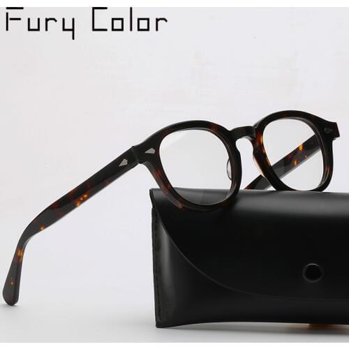 Round Acetate spectacle Vintage Retro Johnny Depp Style Clear myopia optical frame Glasses Men Women prescription Optic Frame