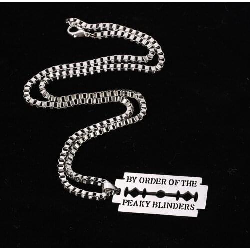 Fashion Movie Jewelry Peaky Blinders Blade Necklace Men Cool Blade Razor Pendants&Necklaces Stainless Steel Jewelry Gifts